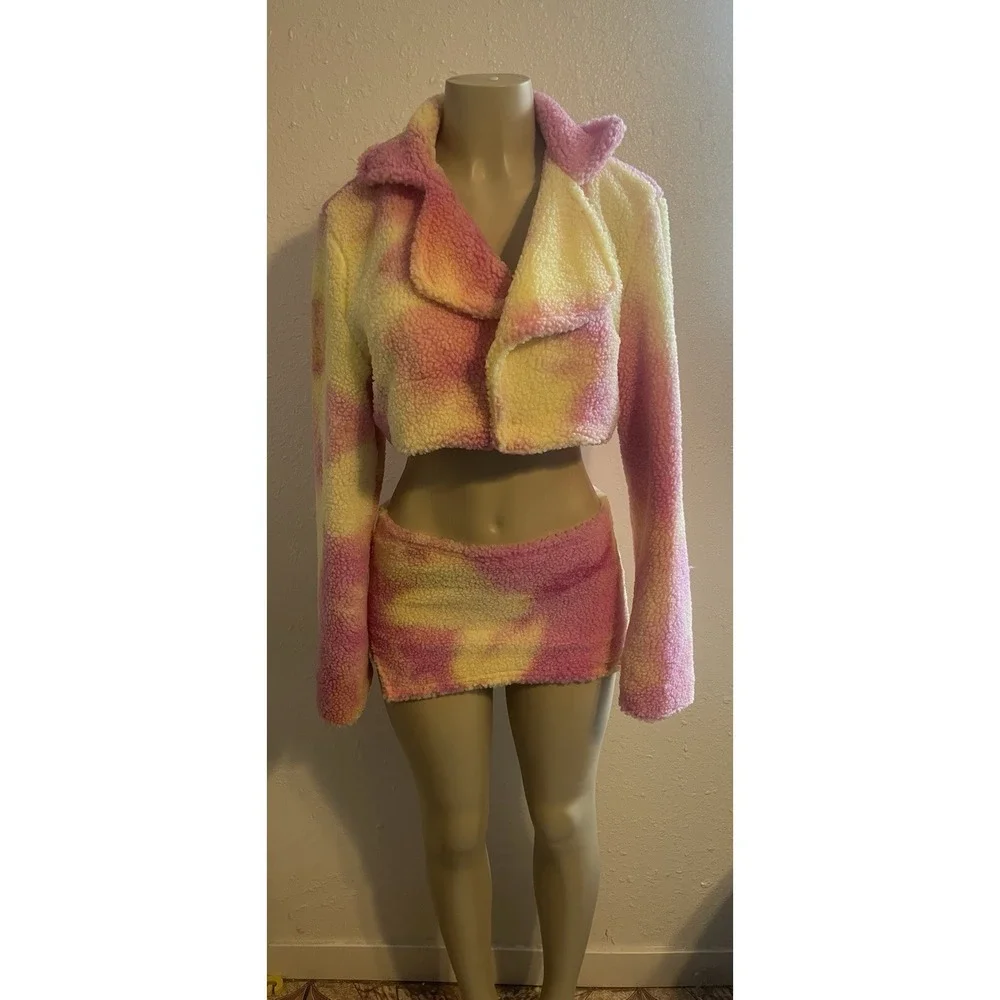 Multicolor 2 Piece Mini Skirt & Jacket Set